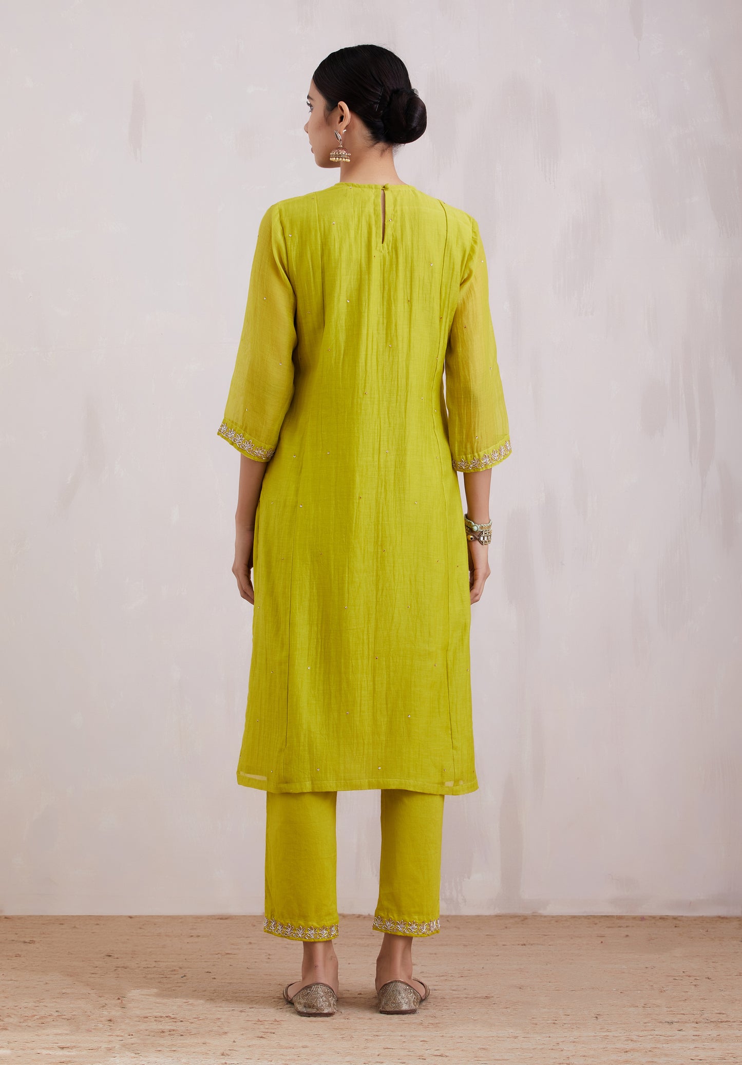 Naqsh Lime Green Zero Neck Kurta Set of 3