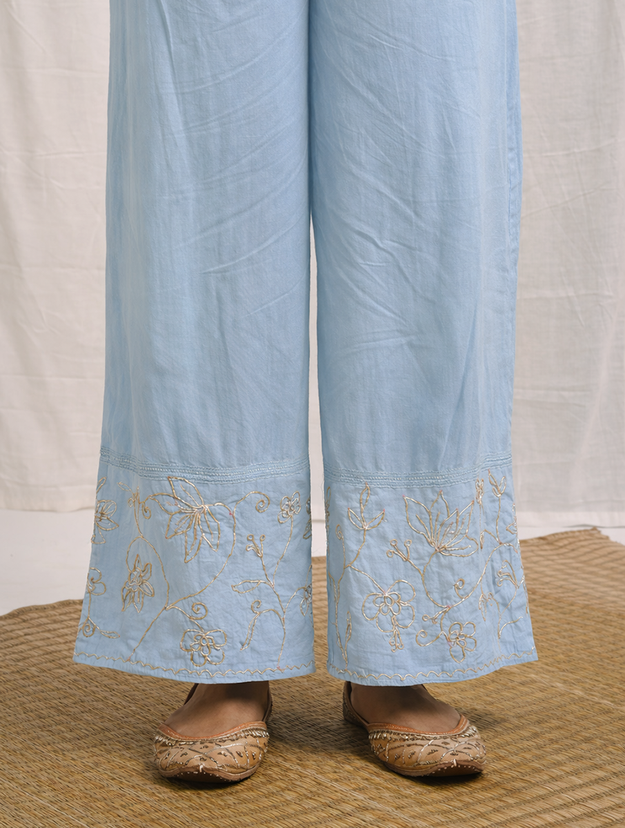 Naqsh Pastel Blue Straight Kurta set of 3