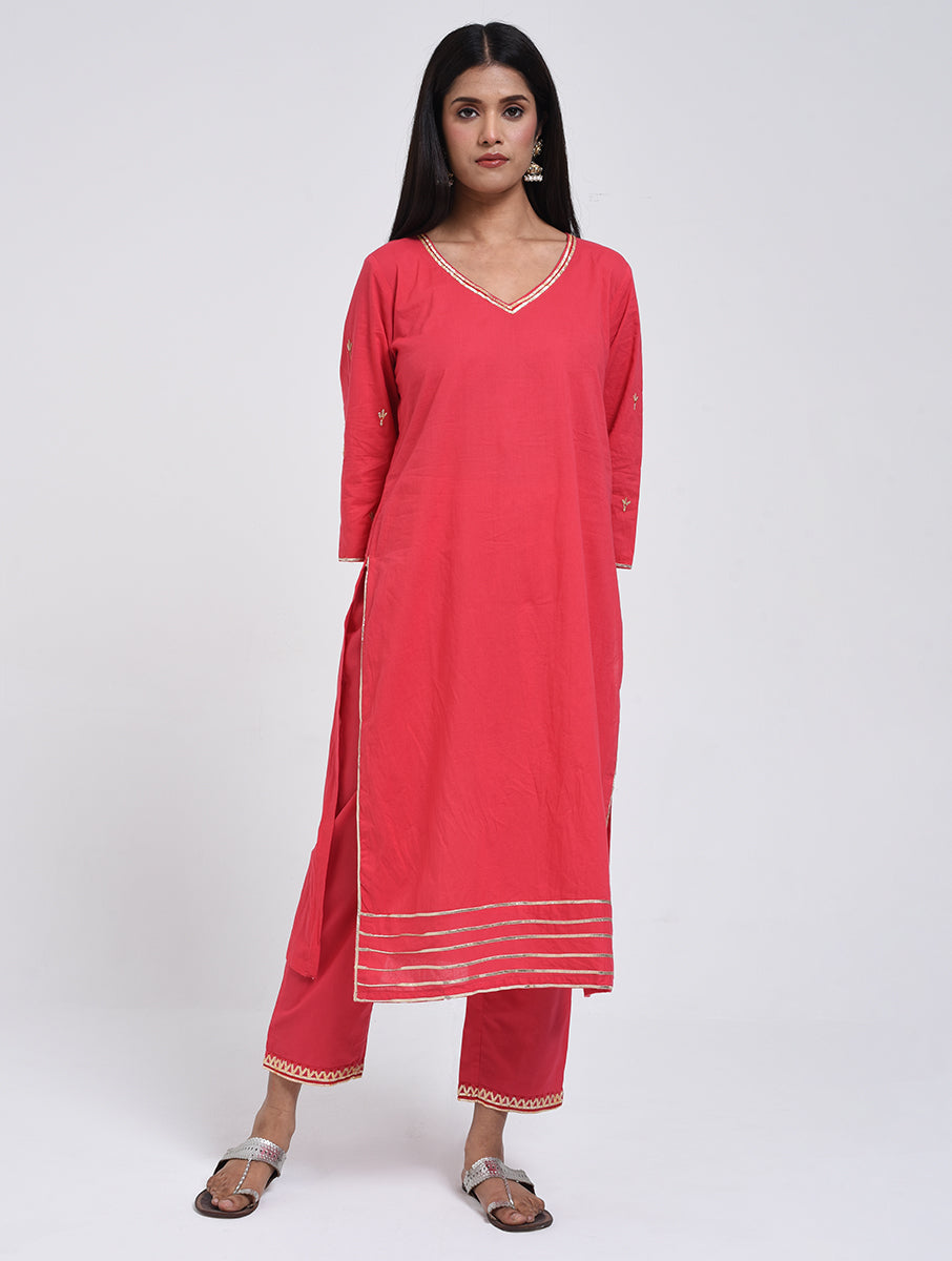 Chamki Pink Cotton Gota Patti Pants