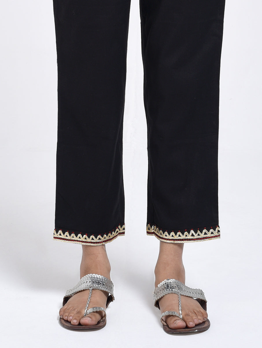 Chamki Black Cotton Gota Patti Kurta, Pants & Dupatta