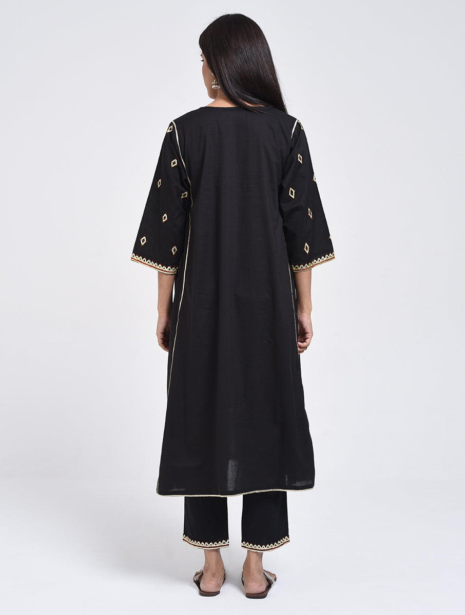 Chamki Black Cotton Gota Patti Kurta