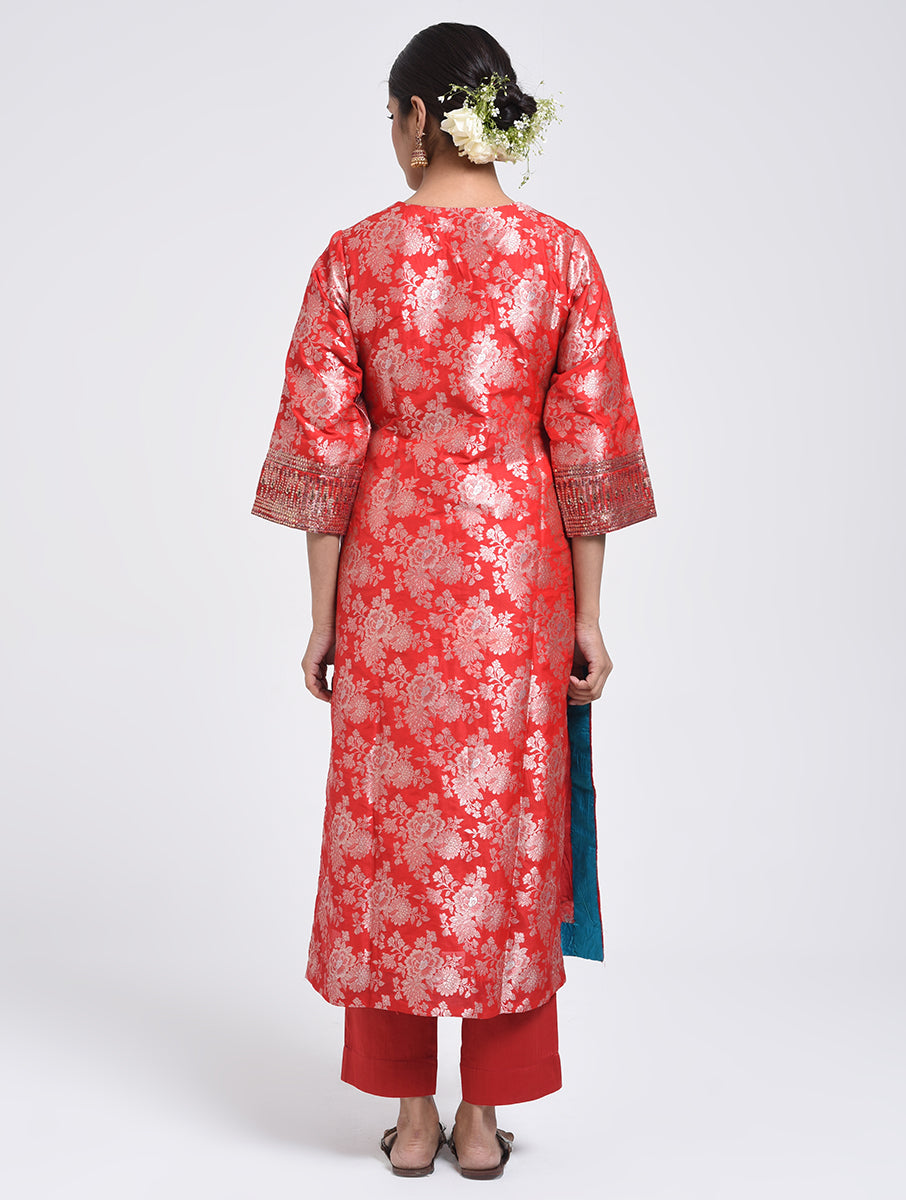 Kanchan Red Kurta, Pant and Dupatta Set