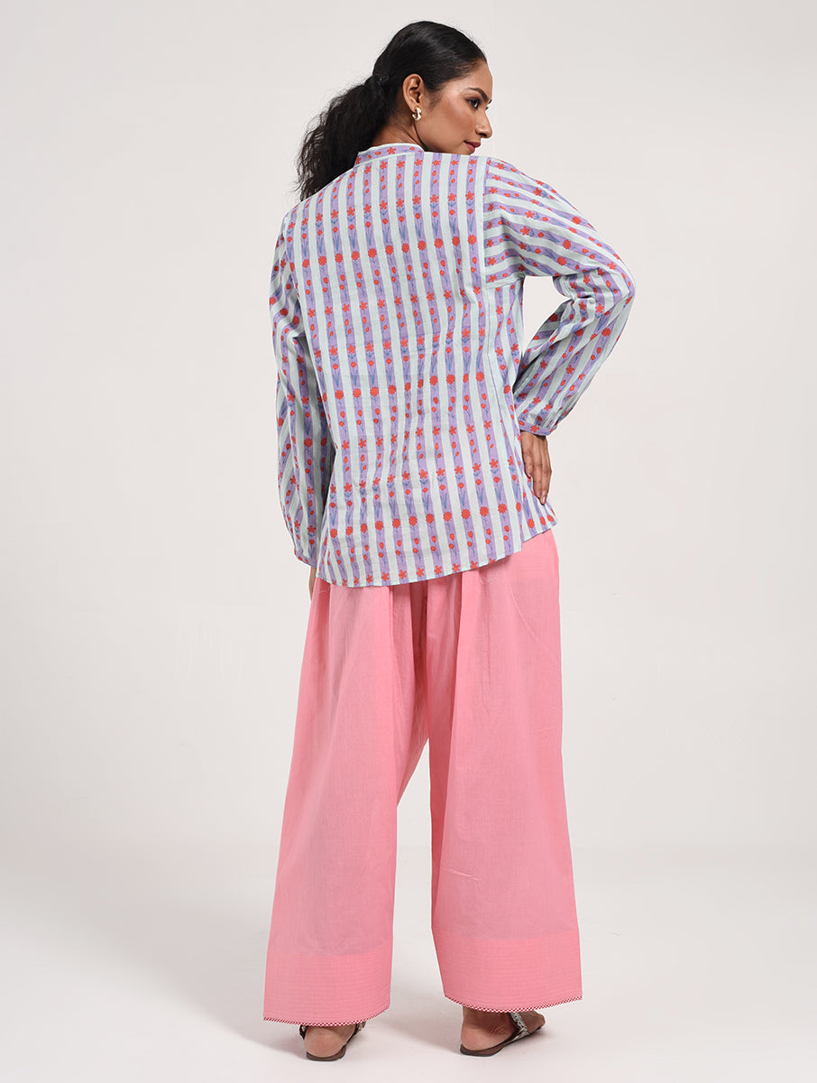 Within Light Blue Collar Top