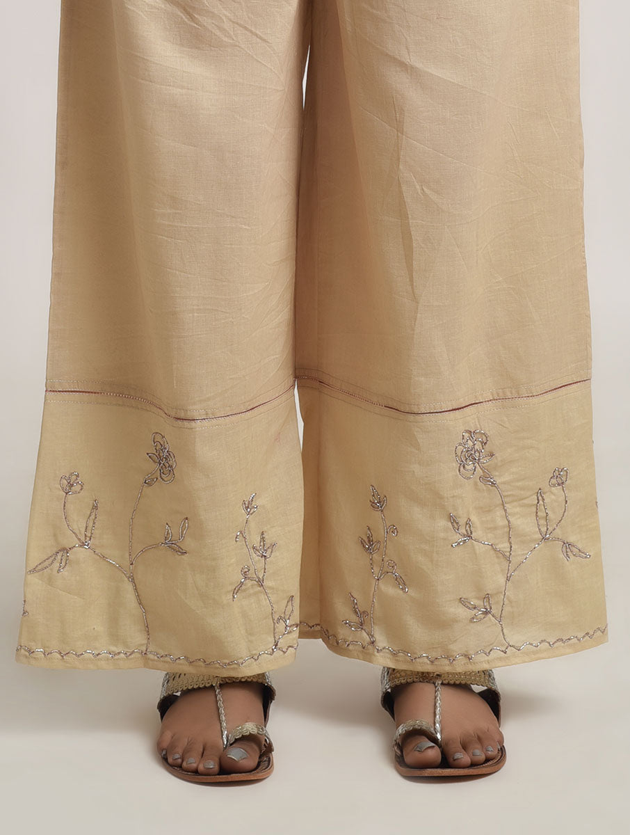 Naqsh Beige Anarkali Kurta Pajama Dupatta Set
