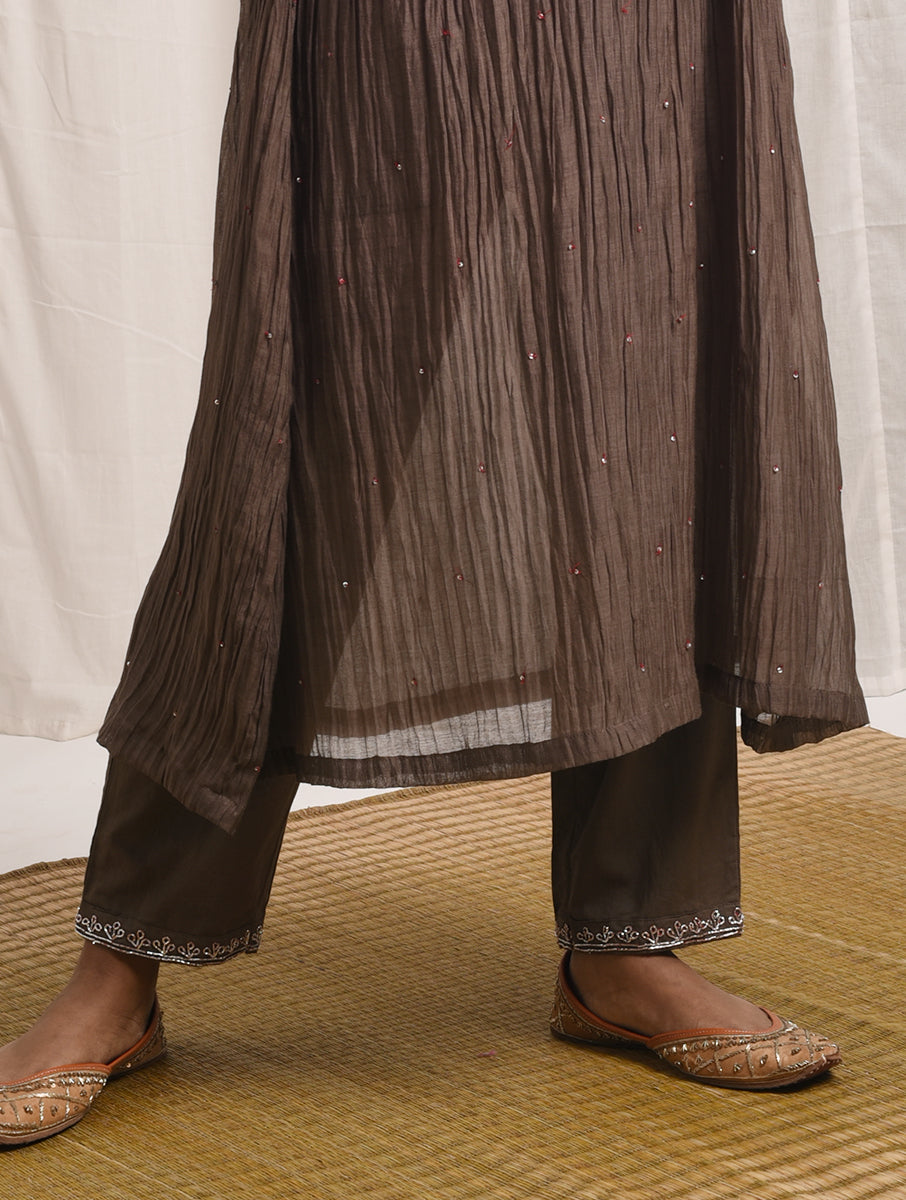 cotton grey color silver hand embroidered zardozi pant/pajama