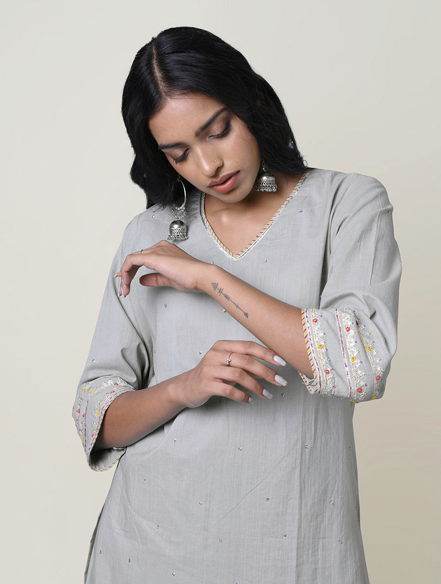 Tales Of Periwinkle V- Neck Kurta