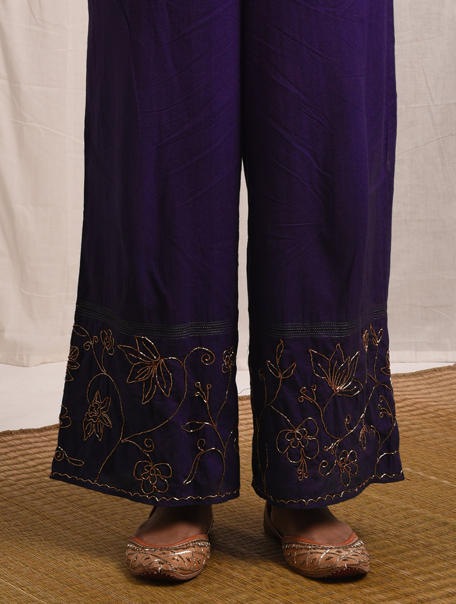 Naqsh Purple Straight Kurta set of 3