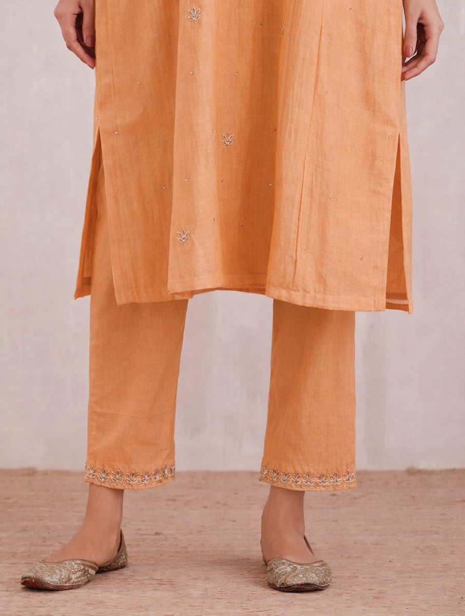 Naqsh Pastel Orange Zero Neck Kurta Set of 3