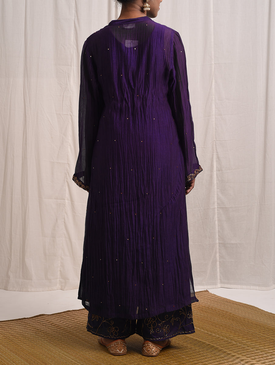 Naqsh Purple Straight Kurta set of 3