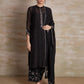 Chanderi cotton silk Black color hand embroidered zardozi straight  kurta pajama & dupatta set