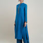 Women Teal Cotton Silk  Embroidered Collar  Neck Straight  Kurta