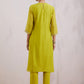 Naqsh Lime Green Zero Neck  Kurta Set of 3