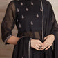 Chanderi cotton silk Black color silver hand embroidered zardozi Anarkali kurta pajama & dupatta set