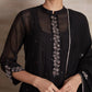 Chanderi cotton silk Black color hand embroidered zardozi straight  kurta pajama & dupatta set