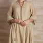 Chanderi cotton silk beige color hand embroidered zardozi straight  kurta pajama & dupatta set