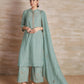 Naqsh Blue Collar Kurta Pajama Dupatta Set
