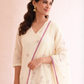 Gudhal White Cotton Silk Block Print Kurta, Pants & Dupatta