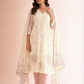 Gudhal White Cotton Silk Block Print Kurta, Pants & Dupatta