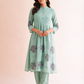 Gudhal Blue Cotton Silk Block Print Kurta, Pants & Dupatta