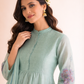 Gudhal Blue Cotton Silk Block Print Kurta, Pants & Dupatta