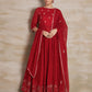 Naqsh  Red Anarkali Kurta set of 3