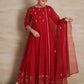 Naqsh  Red Anarkali Kurta set of 3