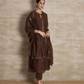 Naqsh Brown Box Pleat  Kurta set of 3