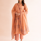 Gudhal Peach Cotton Silk Block Print Kurta, Pants & Dupatta