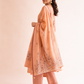 Gudhal Peach Cotton Silk Block Print Kurta, Pants & Dupatta