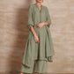 Naqsh Olive Green Collar Kurta Pajama Dupatta set