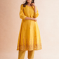 Gudhal Yellow Cotton Silk Block Print Kurta, Pants & Dupatta