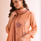Gudhal Peach Cotton Silk Block Print Kurta, Pants & Dupatta