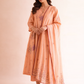 Gudhal Peach Cotton Silk Block Print Kurta, Pants & Dupatta