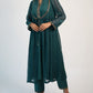 Chanderi cotton silk green color hand embroidered zardozi kurta pajama and dupatta set