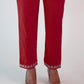 Women Pink Silk Hand Embroidery  Straight  pant/pajama 