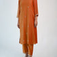 Chanderi cotton silk rust Orange color Zero Neck  hand embroidered zardozi  kurta pajama & dupatta set