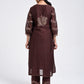 Gudhal Brown Cotton Silk A line Kurta