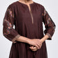 Gudhal Brown Cotton Silk A line Kurta