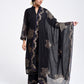 Gudhal Black Cotton Silk Collar  Kurta, Pants & Dupatta