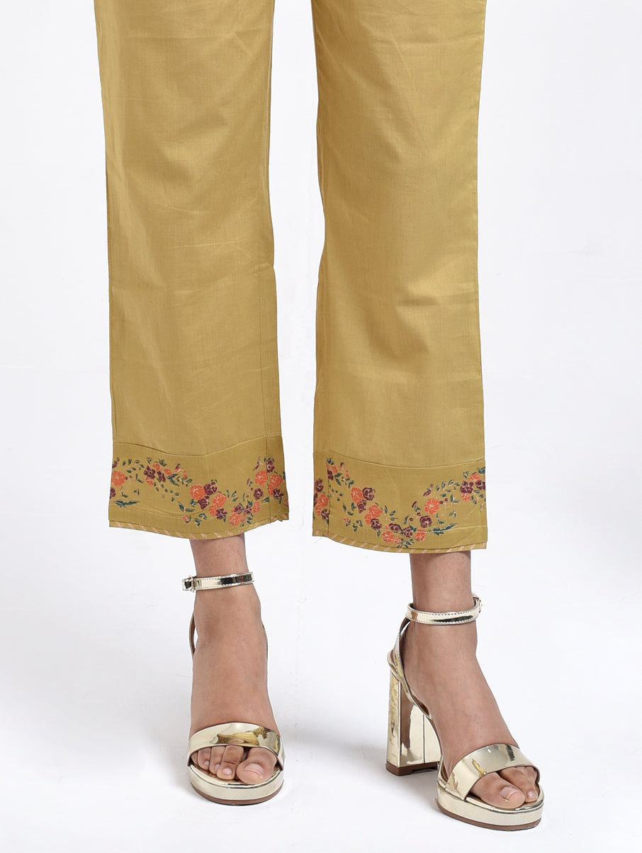 Gudhal Olive Green Cotton Pants