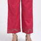 Gudhal Pink Cotton Silk Short  Kurta with Pants