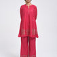 Gudhal Pink Cotton Silk Short  Kurta with Pants