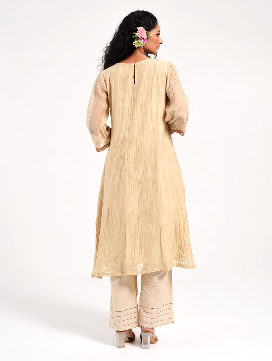 Khushbu beige Kurta Pant Dupatta Set