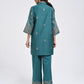 Gudhal Teal Cotton Silk A line Kurta with Pants
