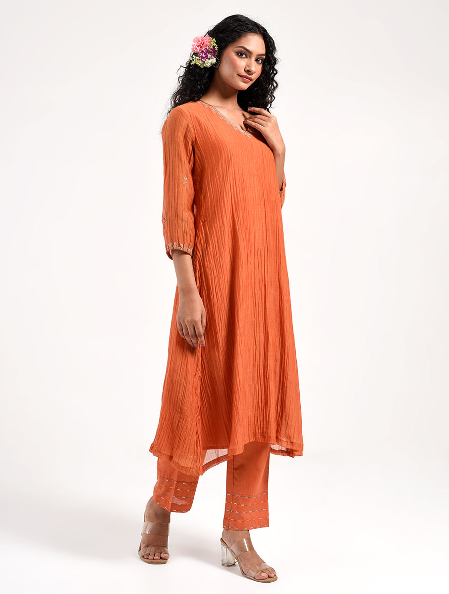Khushbu Orange Kurta Pant Dupatta Set