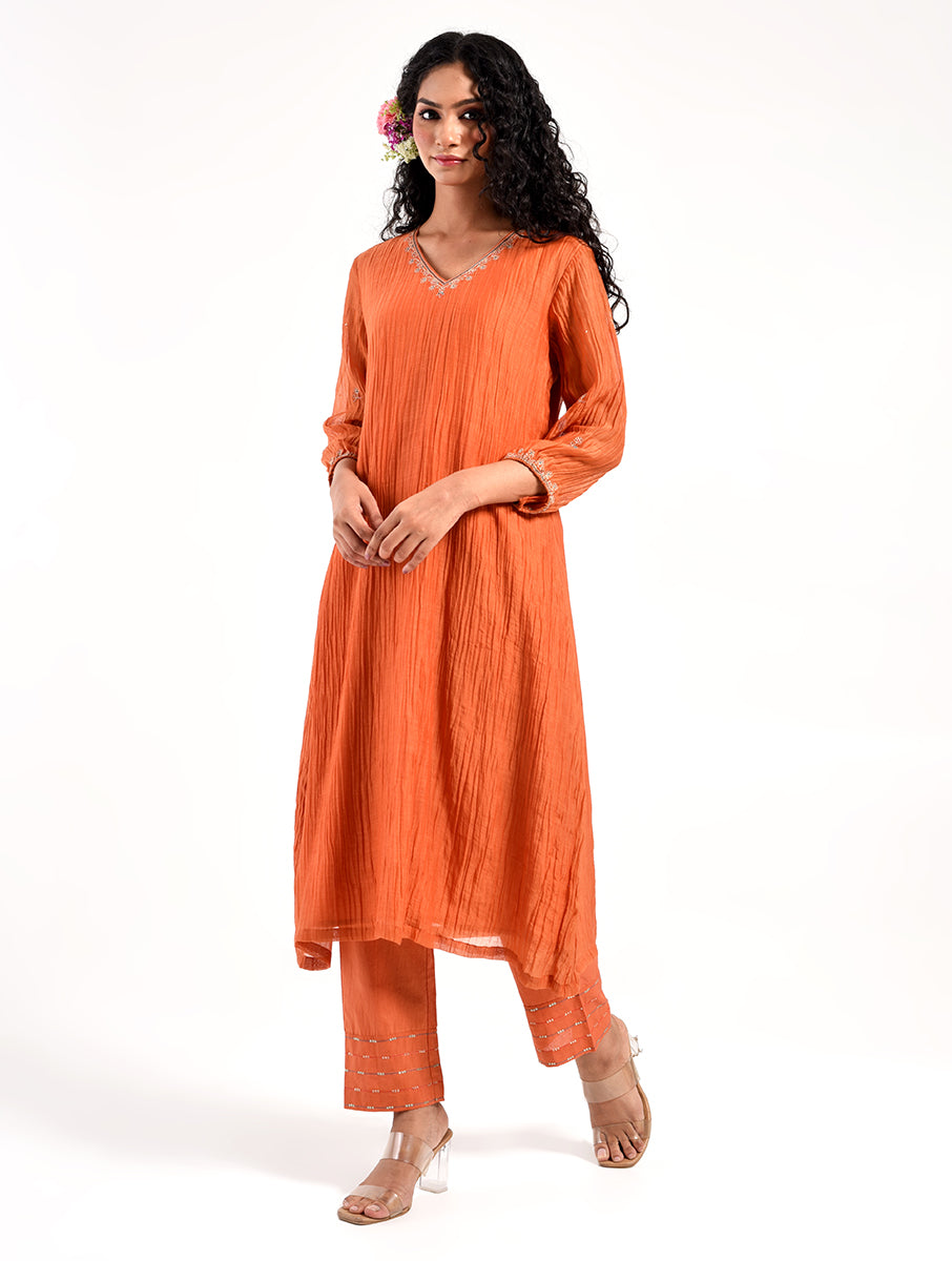Khushbu Orange Kurta Pant Dupatta Set
