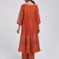 Gudhal Rust Cotton Silk Anarkali Kurta, Pants & Dupatta