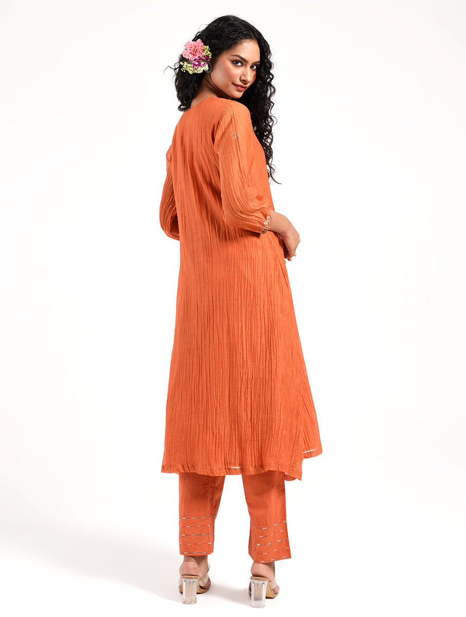 Khushbu Orange Kurta Pant Dupatta Set