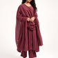 Khushbu Wine Anarkali Kurta Pant Dupatta Set