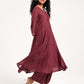 Khushbu Wine Anarkali Kurta Pant Dupatta Set